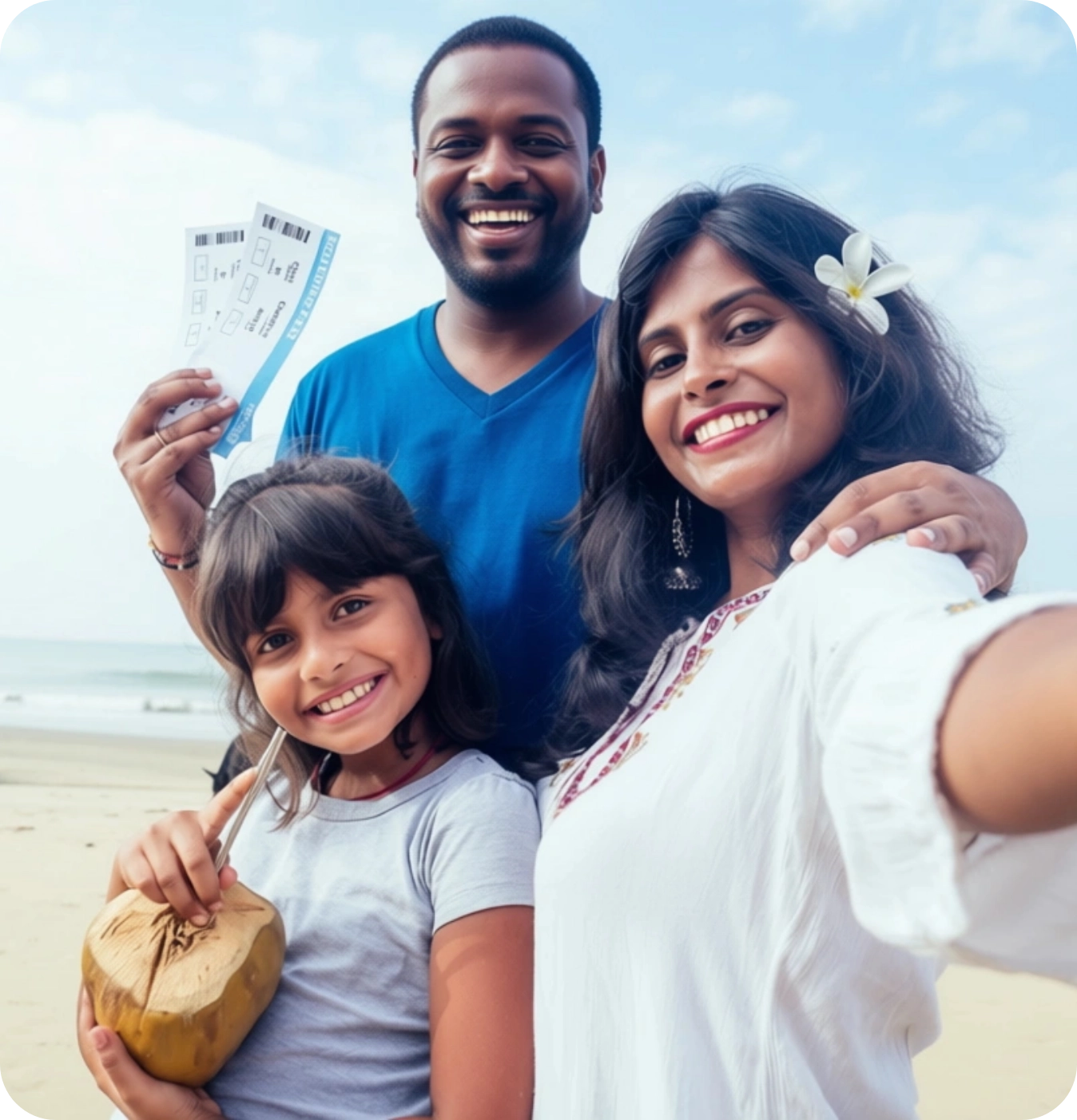 young family relaxing and taking selfie